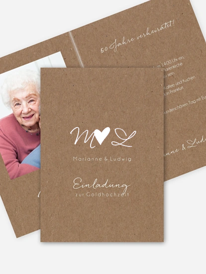 Einladung zur Goldenen Hochzeit Liebesglück