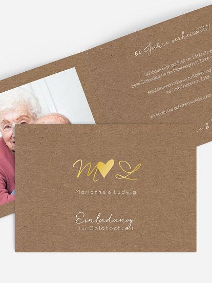 Einladung zur Goldenen Hochzeit Liebesglück