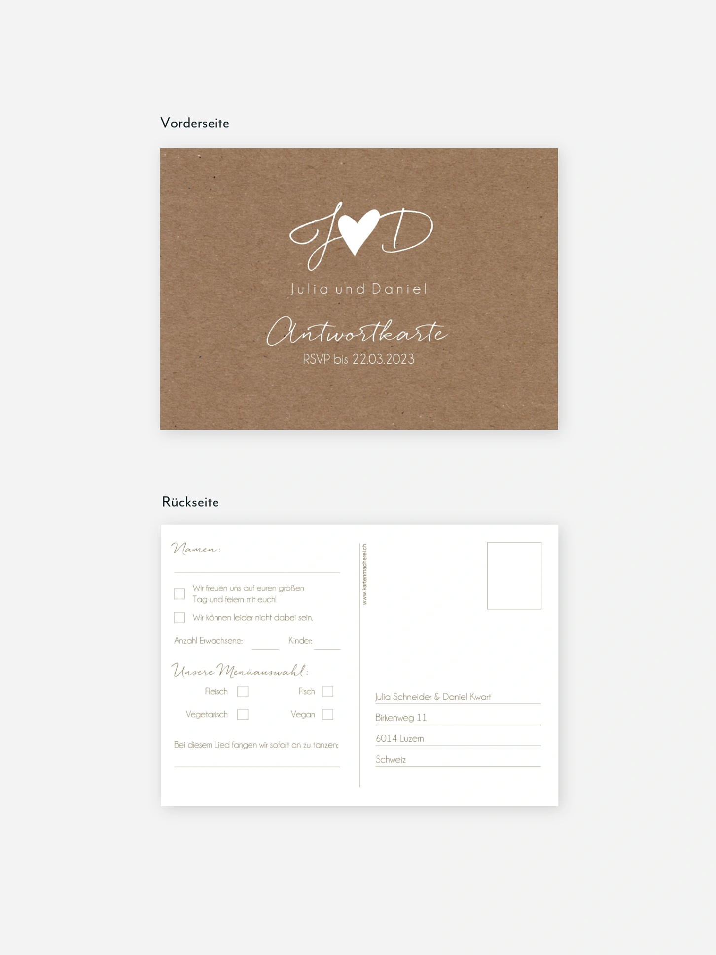 Antwortkarte Hochzeit Liebesglück