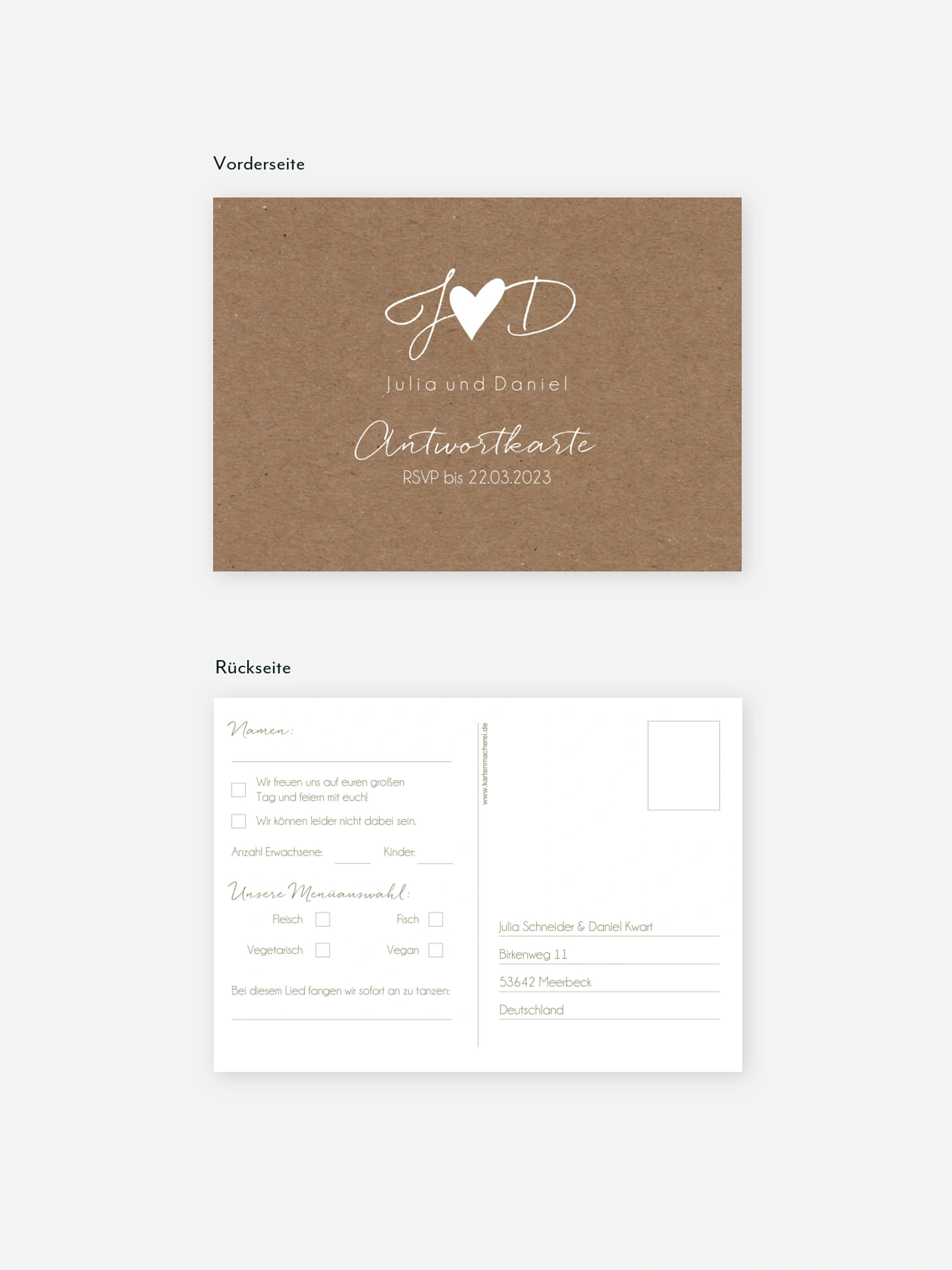 Antwortkarte Hochzeit Liebesglück