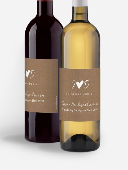 Flaschenetikett Hochzeit Liebesglück