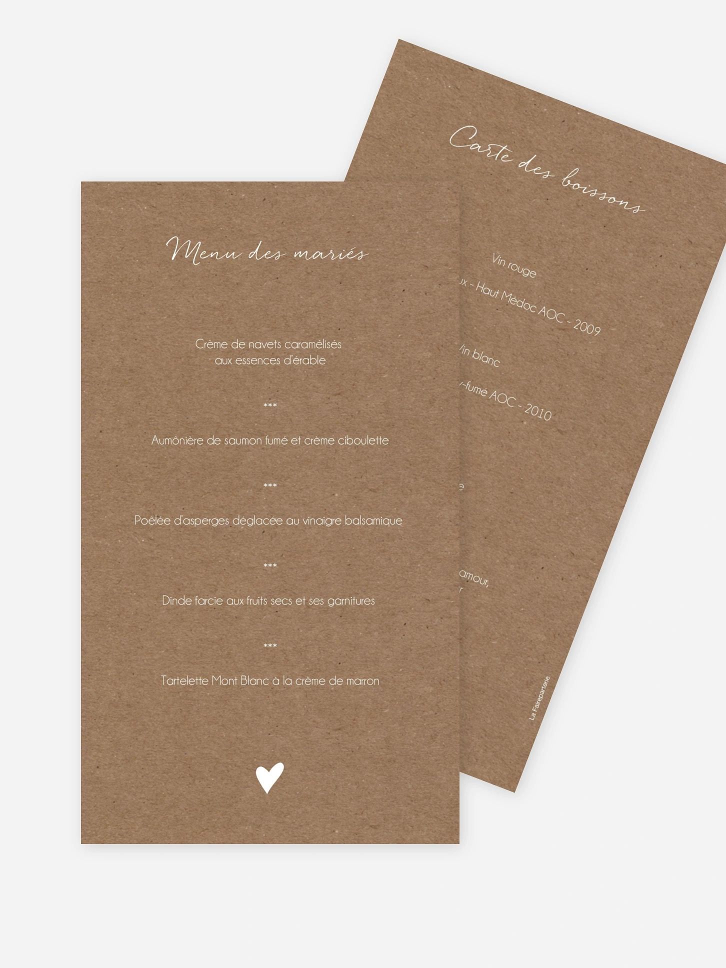 Menu mariage Bonheur éternel