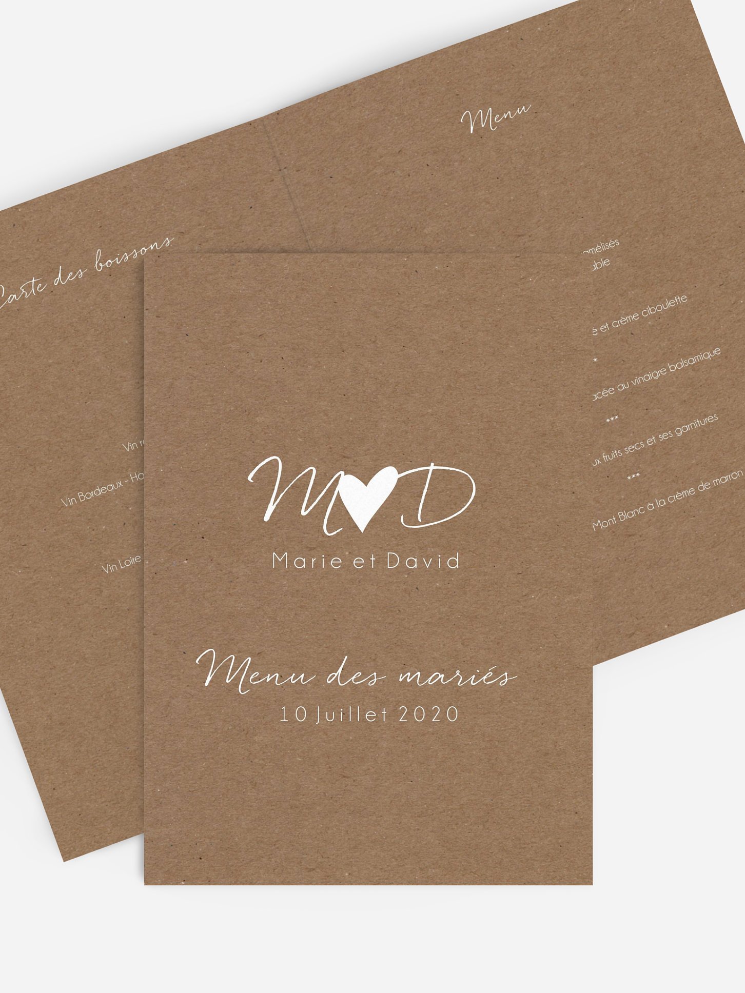 Menu mariage Bonheur éternel