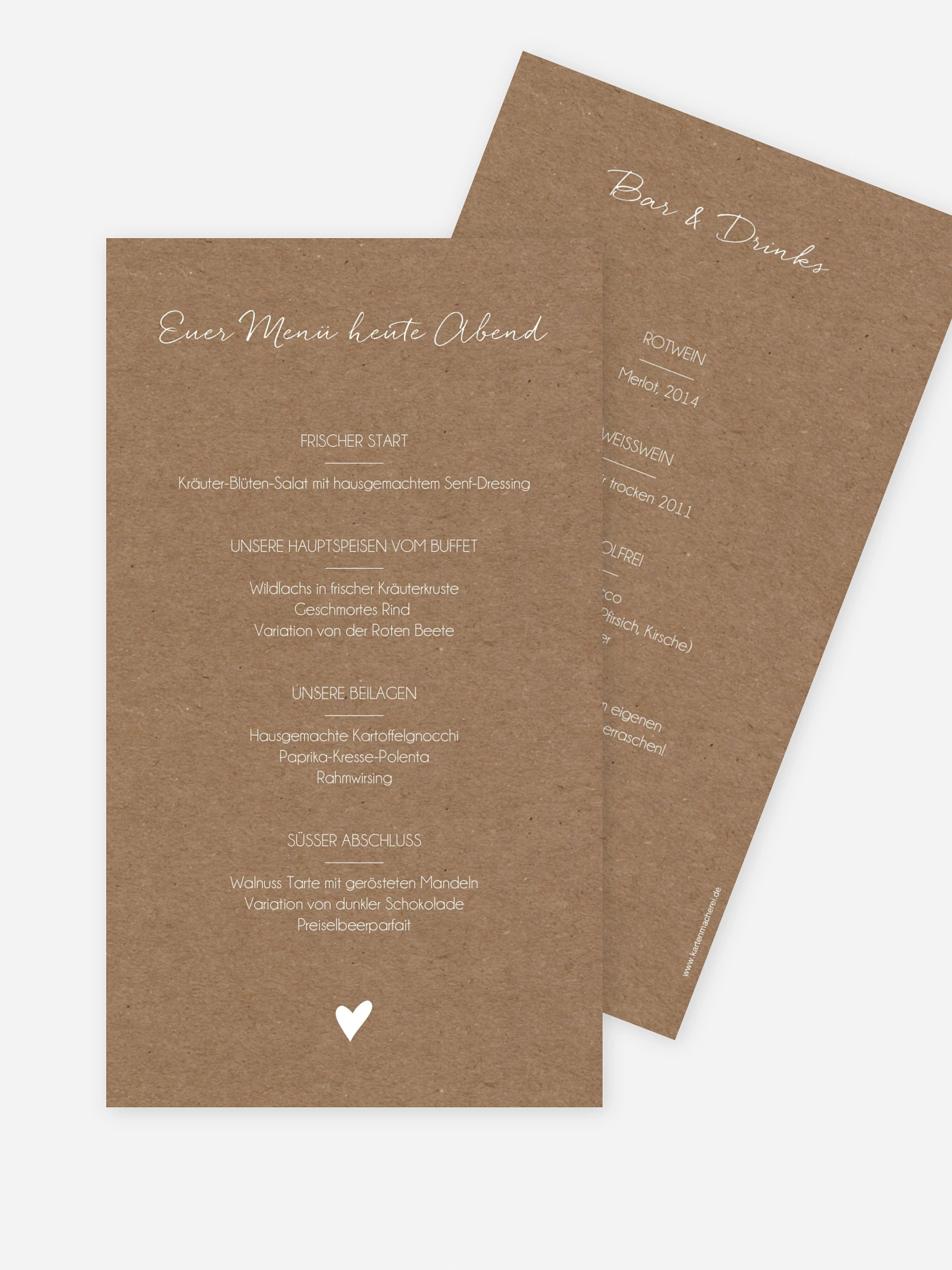 Menükarte Hochzeit Liebesglück