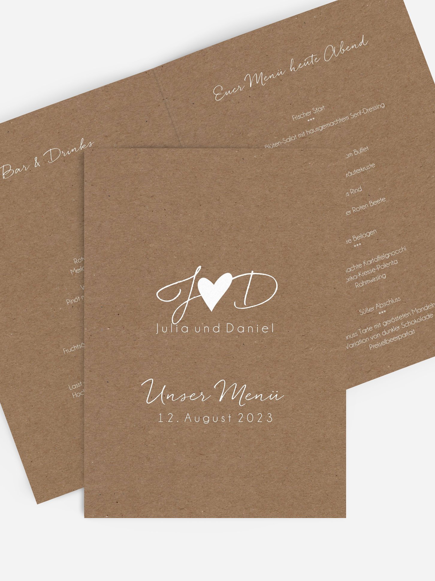 Menükarte Hochzeit Liebesglück