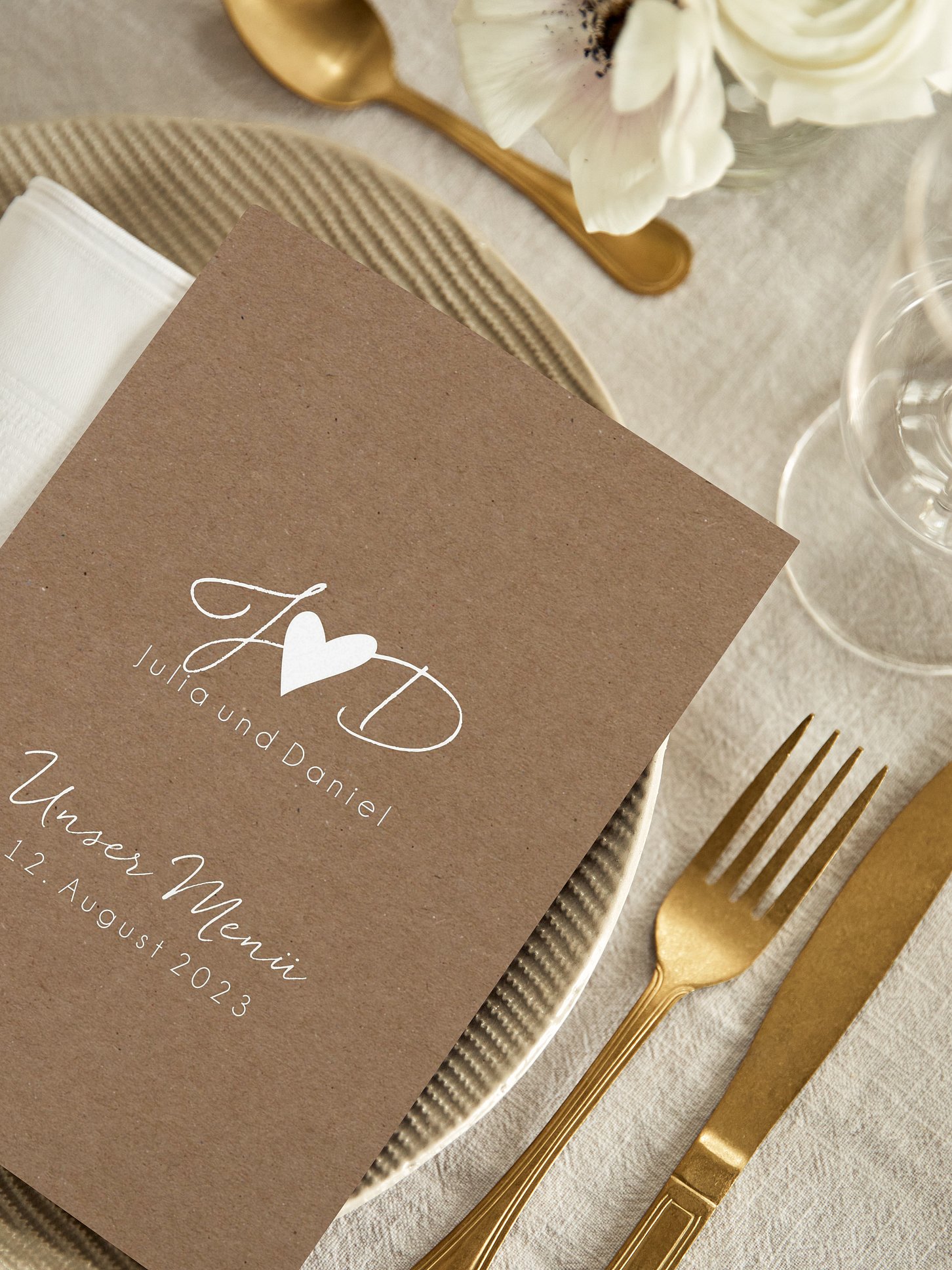 Menükarte Hochzeit Liebesglück