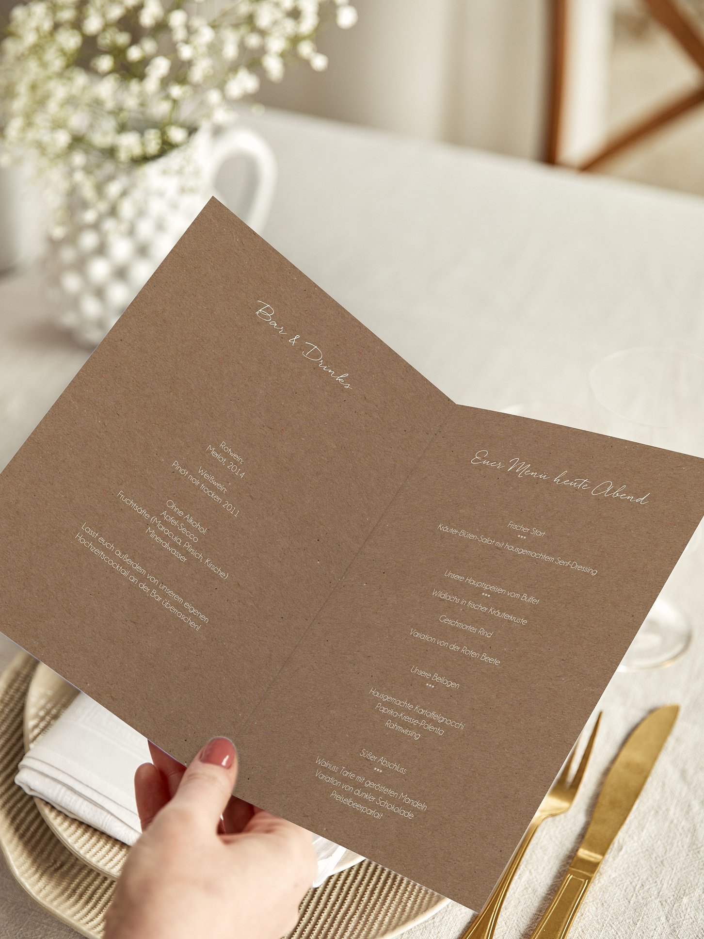 Menükarte Hochzeit Liebesglück