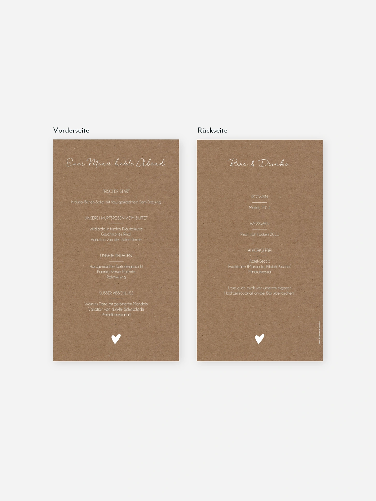Menükarte Hochzeit Liebesglück