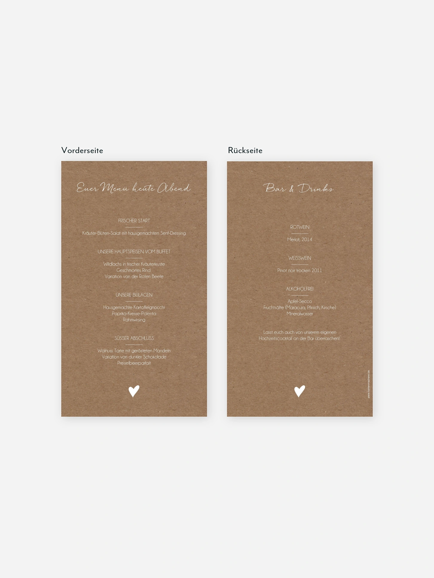 Menükarte Hochzeit Liebesglück