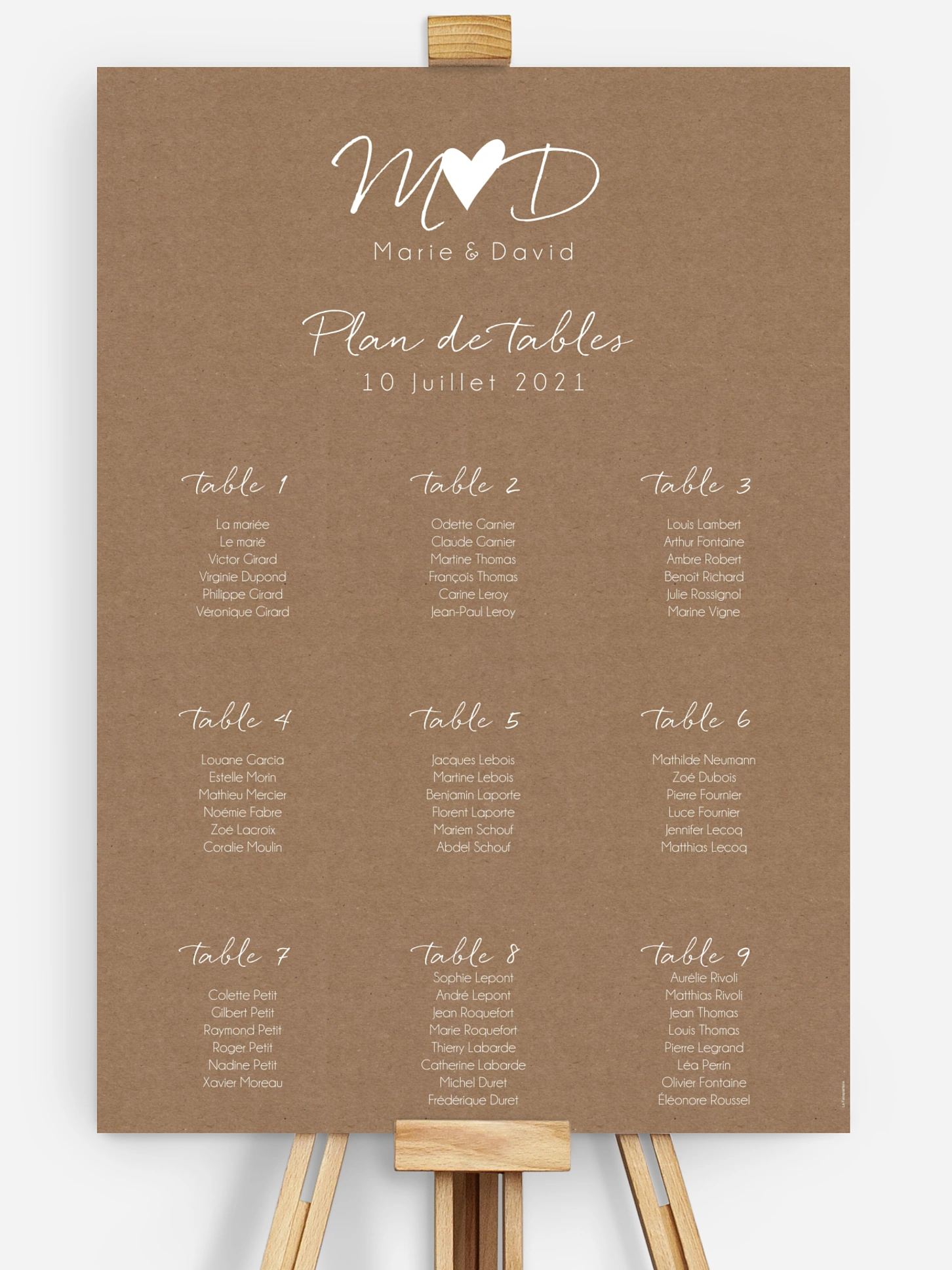 Poster plan de table mariage Bonheur éternel