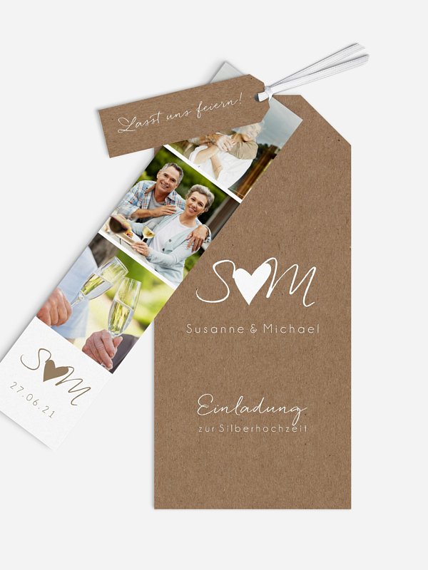 Einladung zur Silberhochzeit Liebesglück