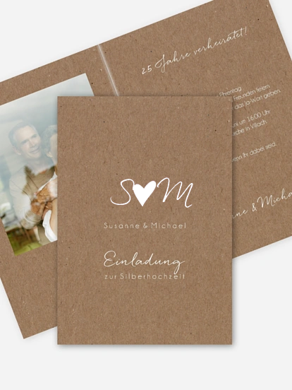 Einladung zur Silberhochzeit Liebesglück