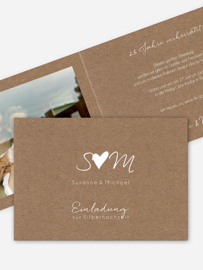 Einladung zur Silberhochzeit Liebesglück