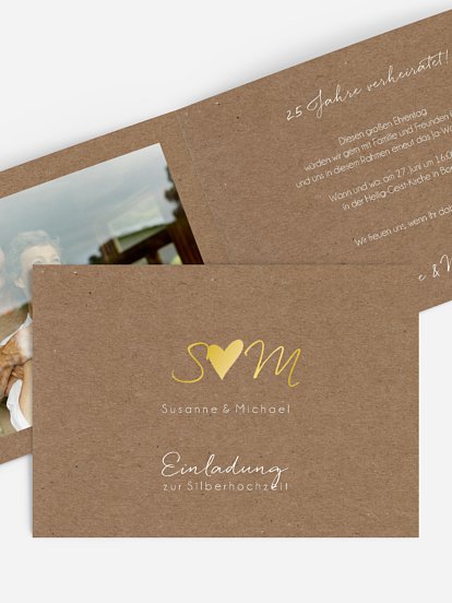 Einladung zur Silberhochzeit Liebesglück