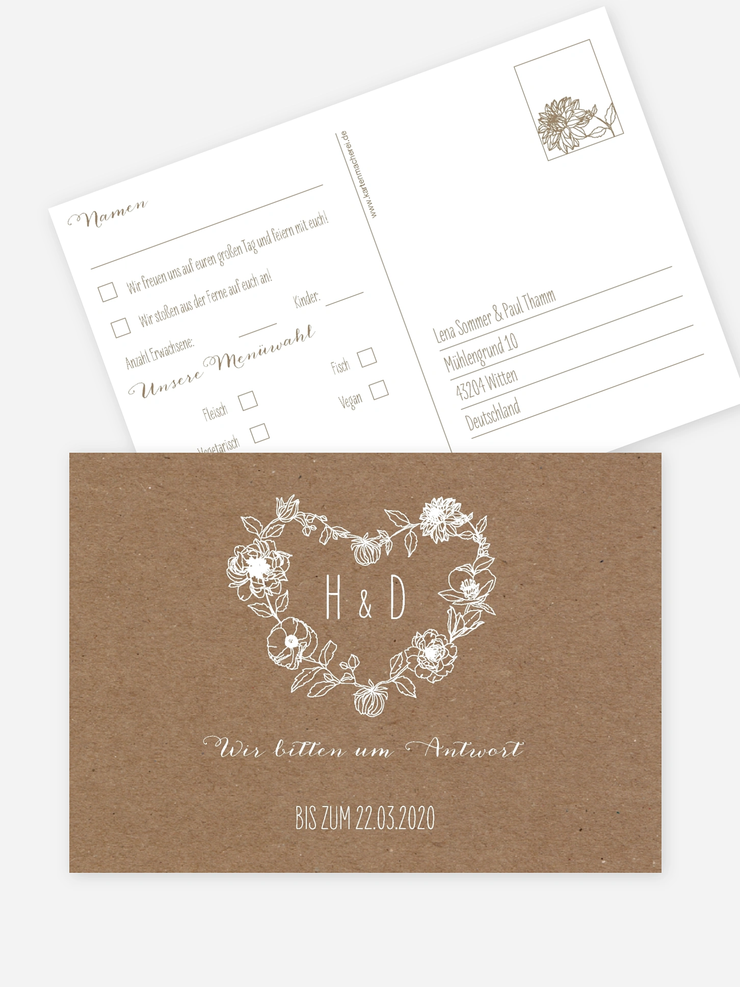Antwortkarte Hochzeit Blühende Liebe