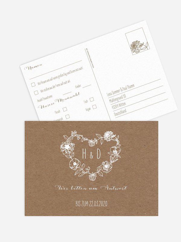Antwortkarte Hochzeit Blühende Liebe