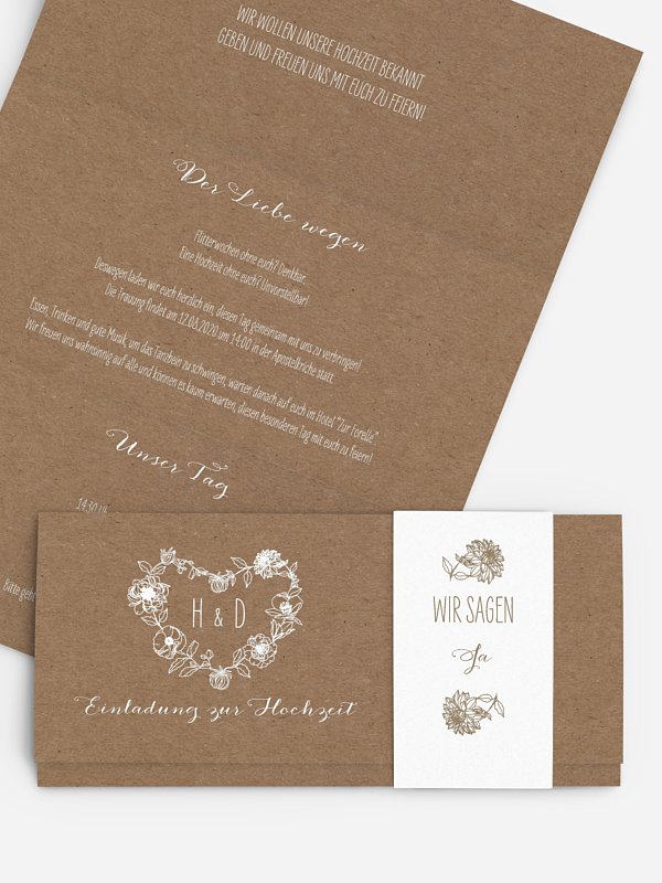 Hochzeitseinladung Blühende Liebe