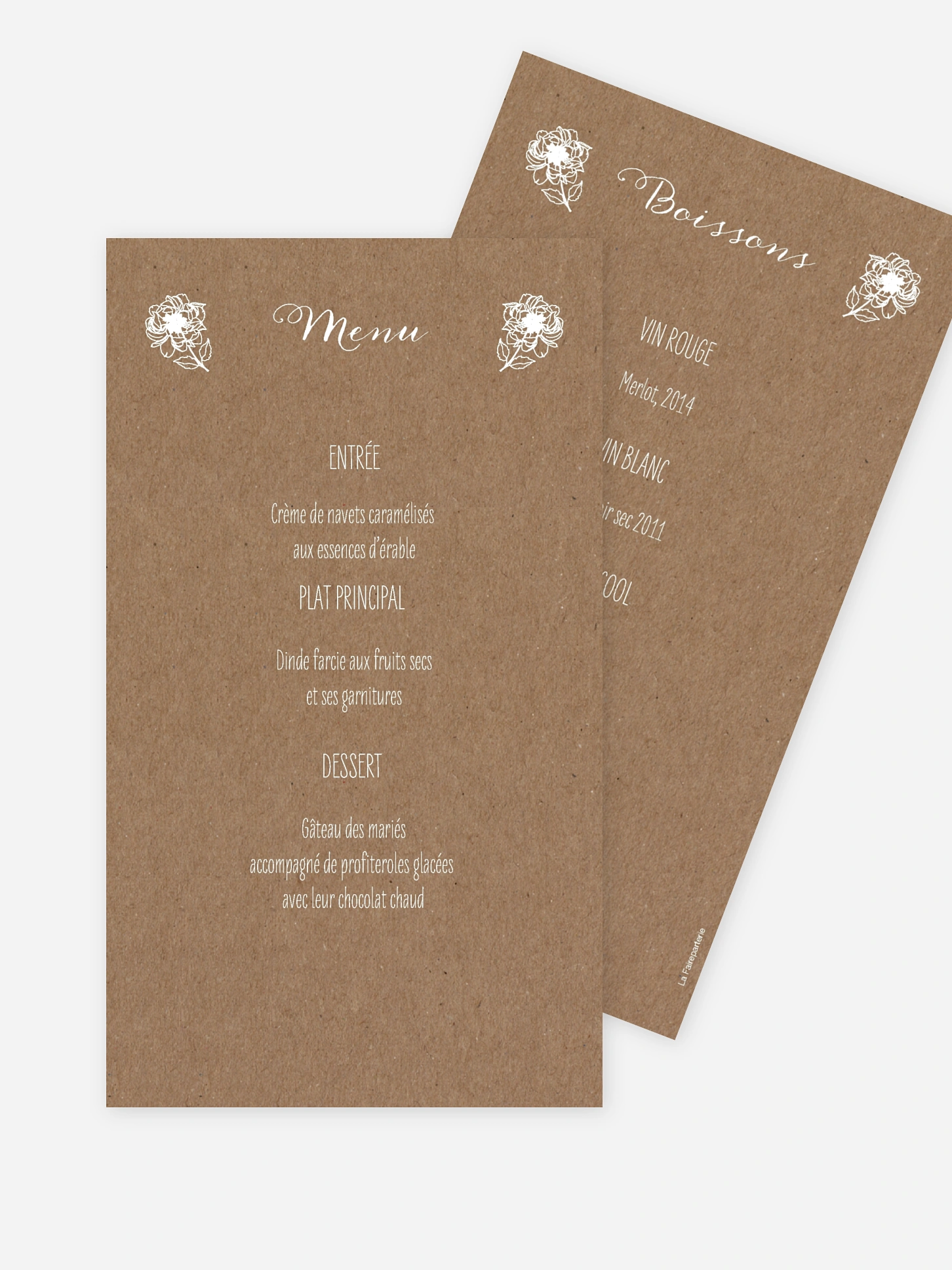 Menu mariage Amour champêtre