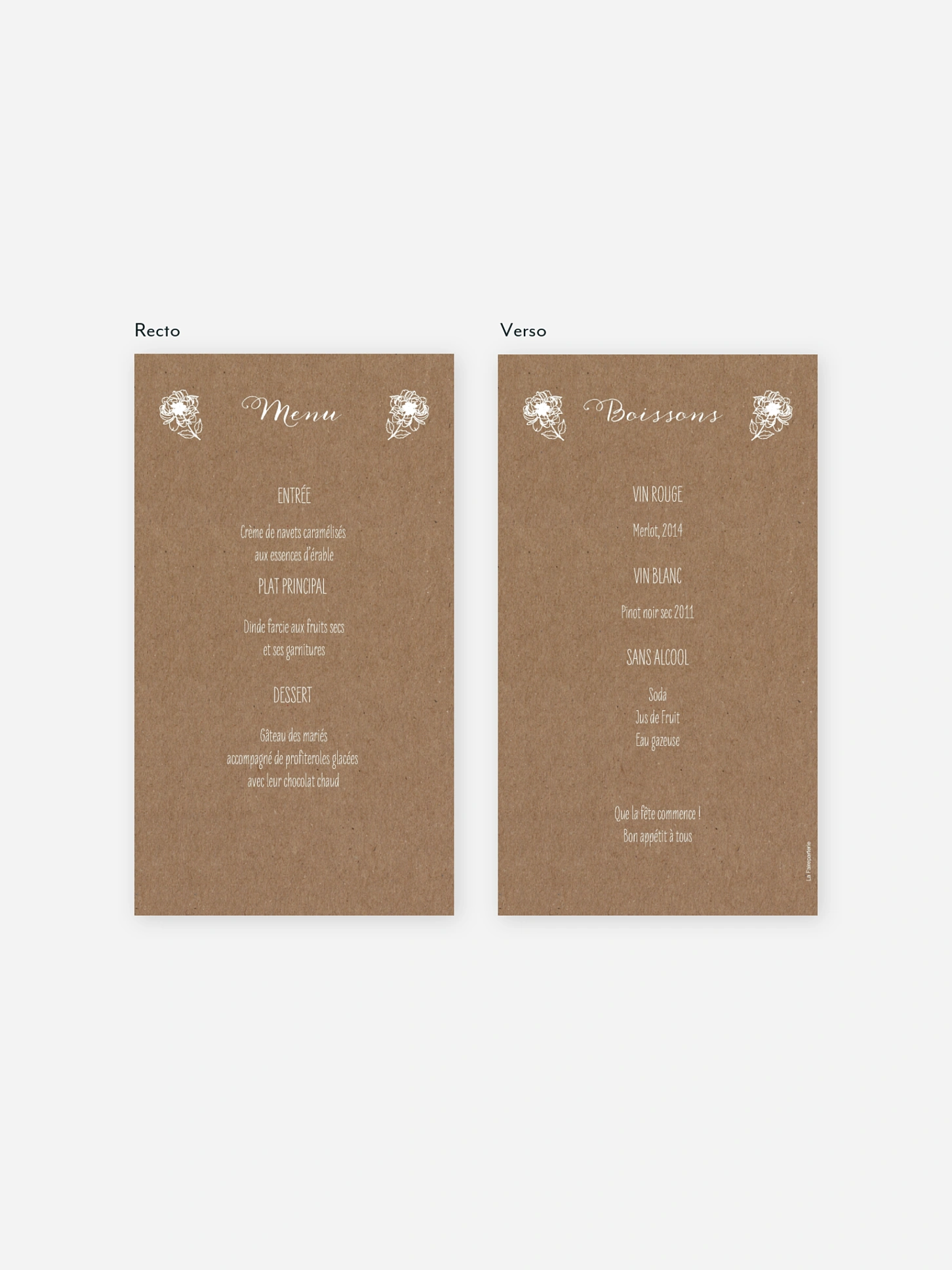 Menu mariage Amour champêtre