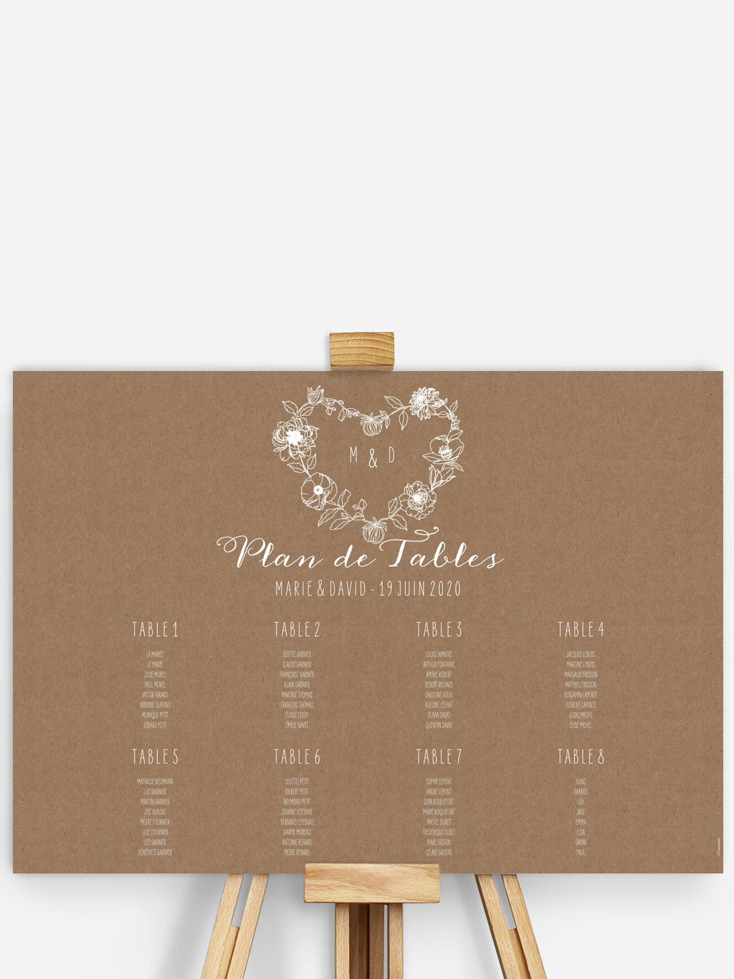 Plan de tables Amour champêtre