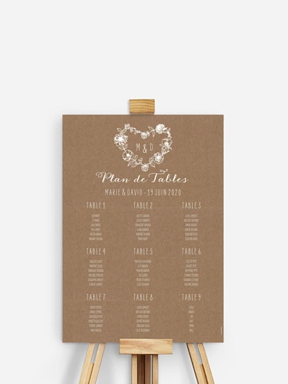 Plan de tables Amour champêtre