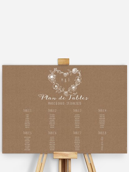 Plan de tables Amour champêtre