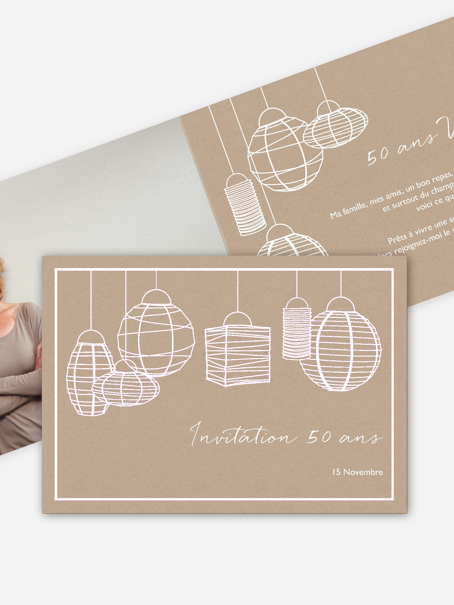 invitation anniversaire 50 Lampions