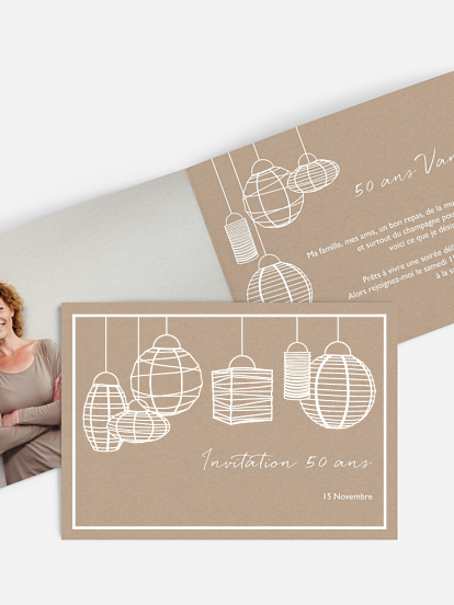 invitation anniversaire 50 Lampions