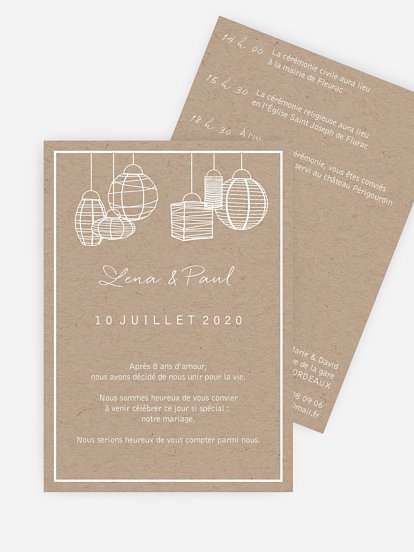 Faire-part de mariage Lampions