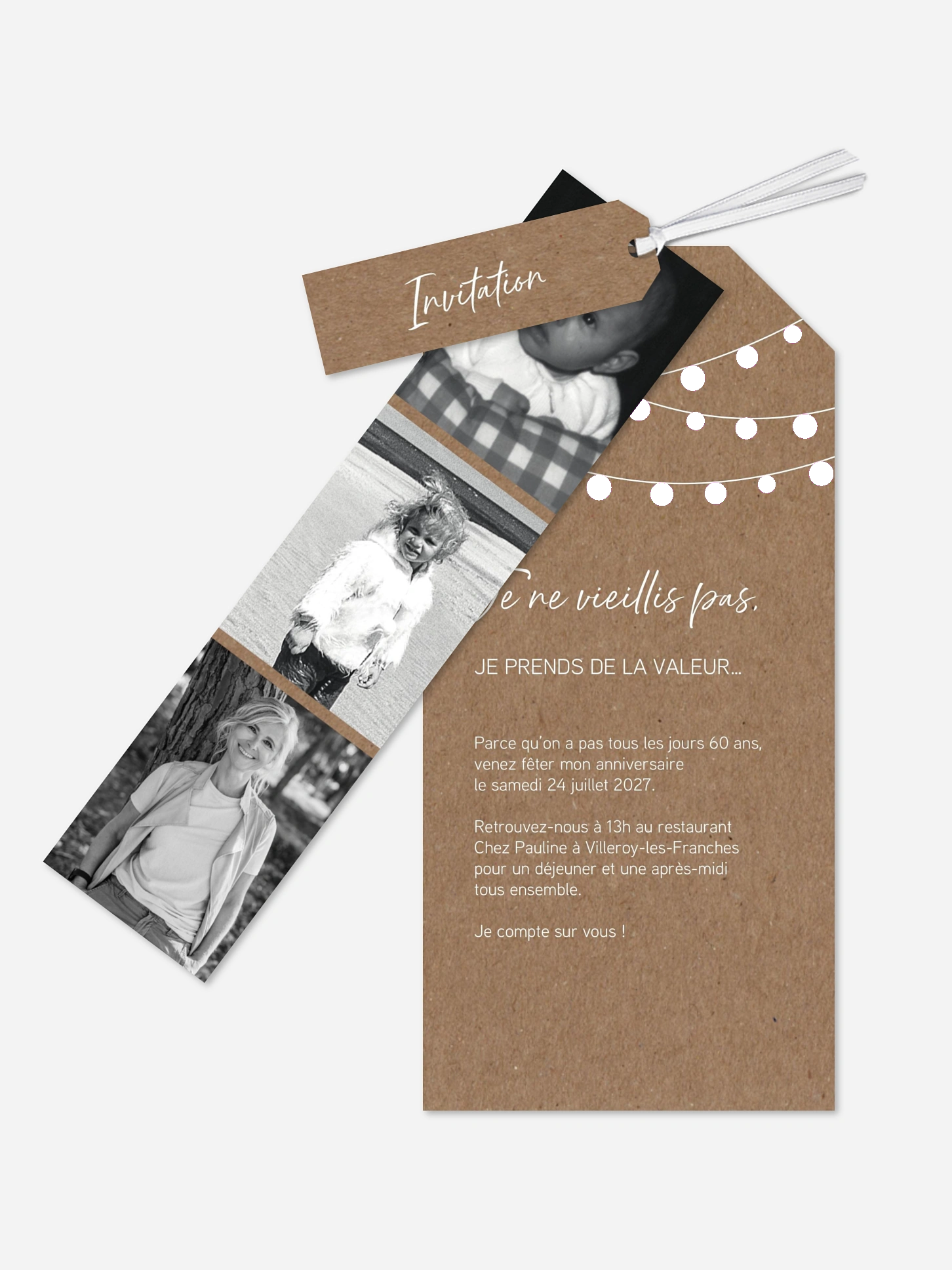invitation anniversaire 60 Guirlande lumineuse
