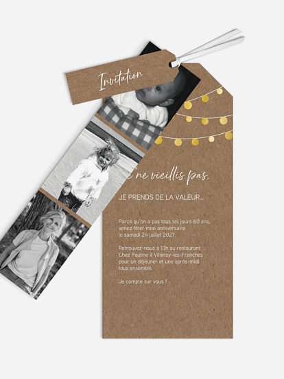 invitation anniversaire 60 Guirlande lumineuse