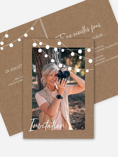 invitation anniversaire 60 Guirlande lumineuse