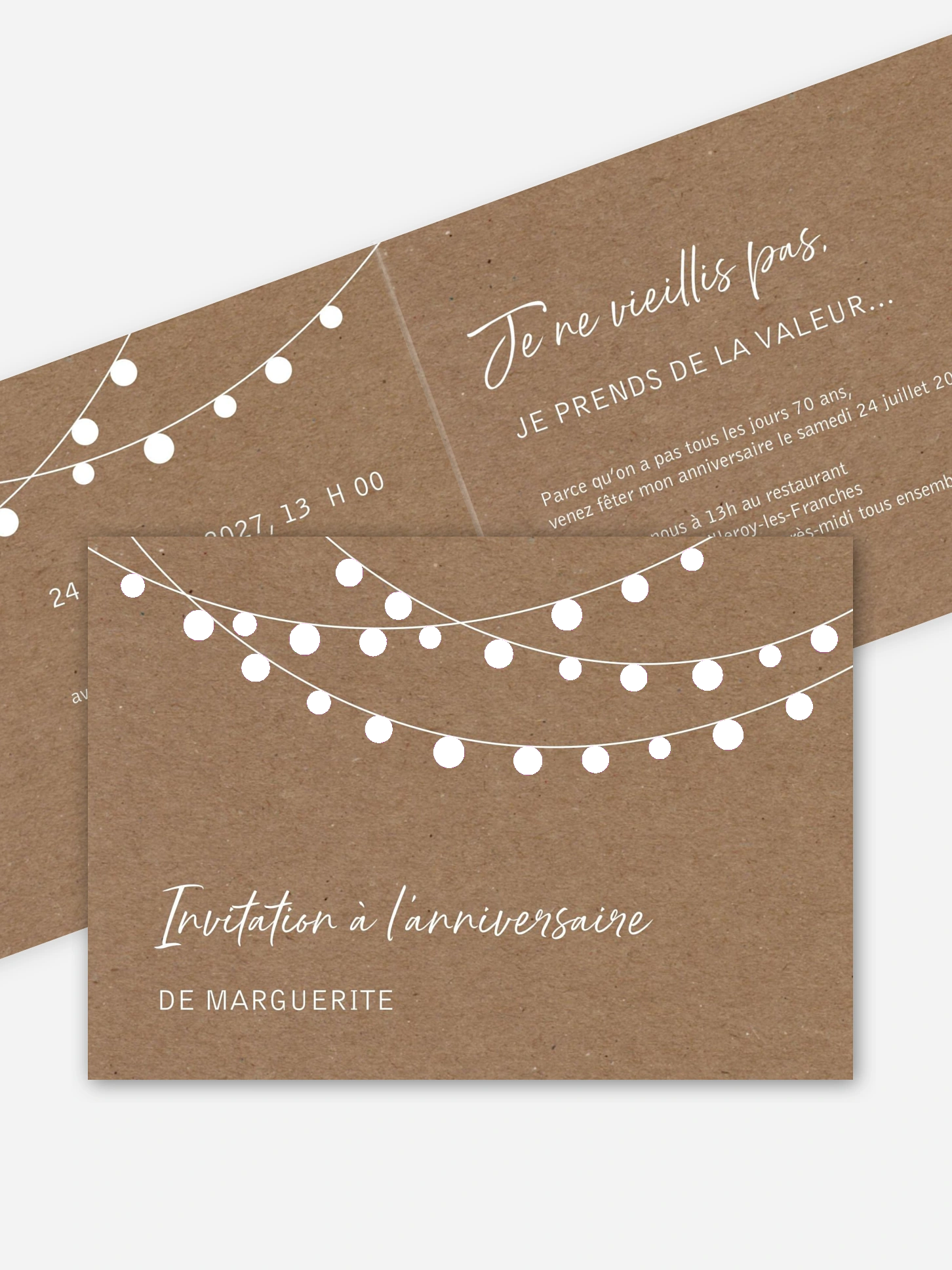 invitation anniversaire 70 Guirlande lumineuse