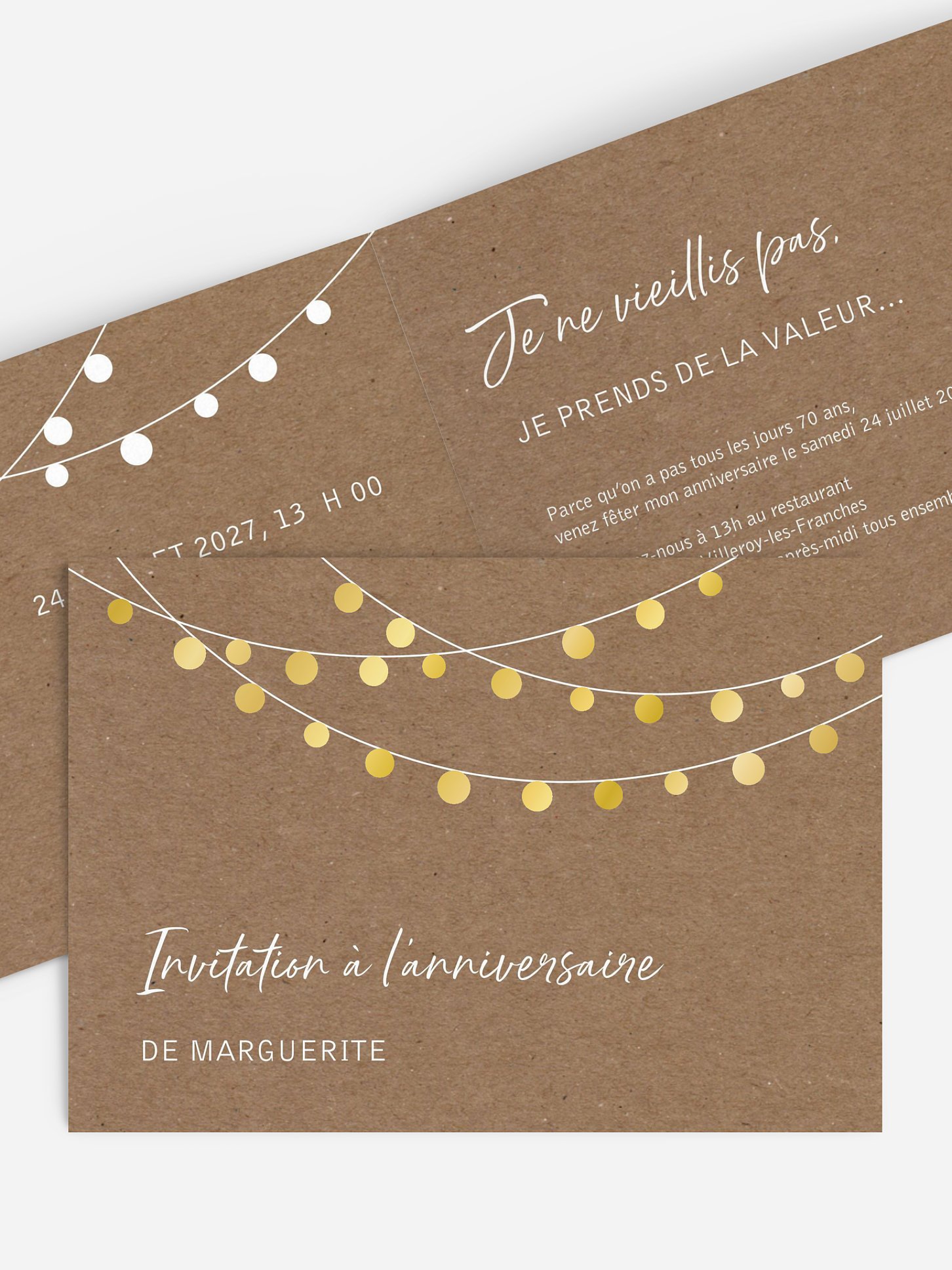 invitation anniversaire 70 Guirlande lumineuse