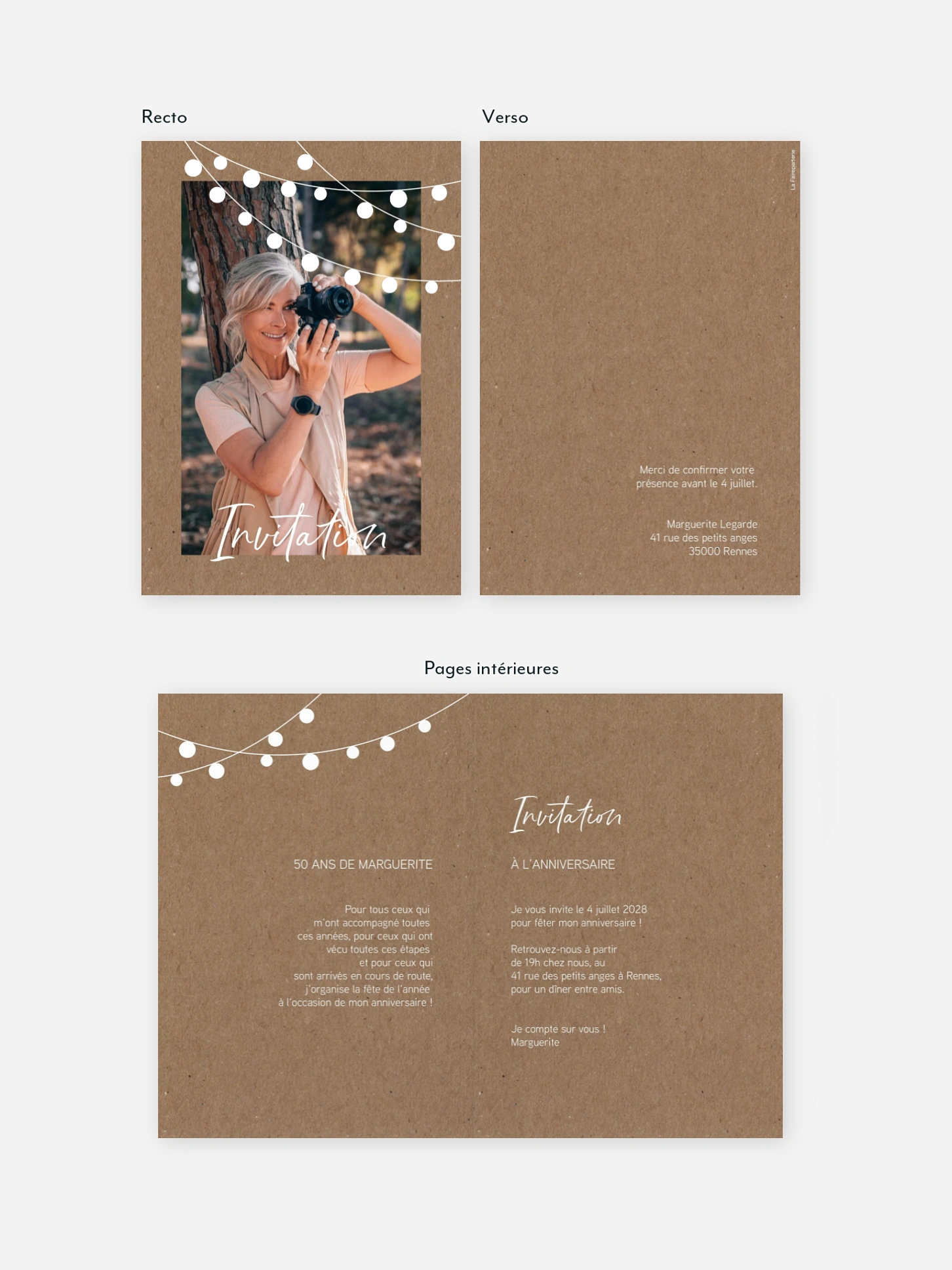 invitation anniversaire Guirlande lumineuse