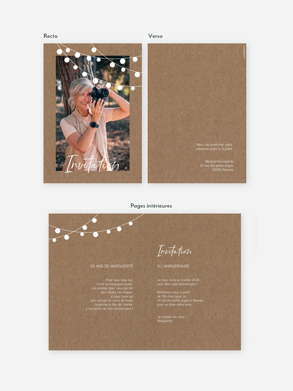 invitation anniversaire Guirlande lumineuse