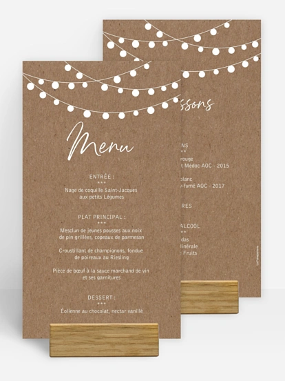 menu anniversaire Guirlande lumineuse