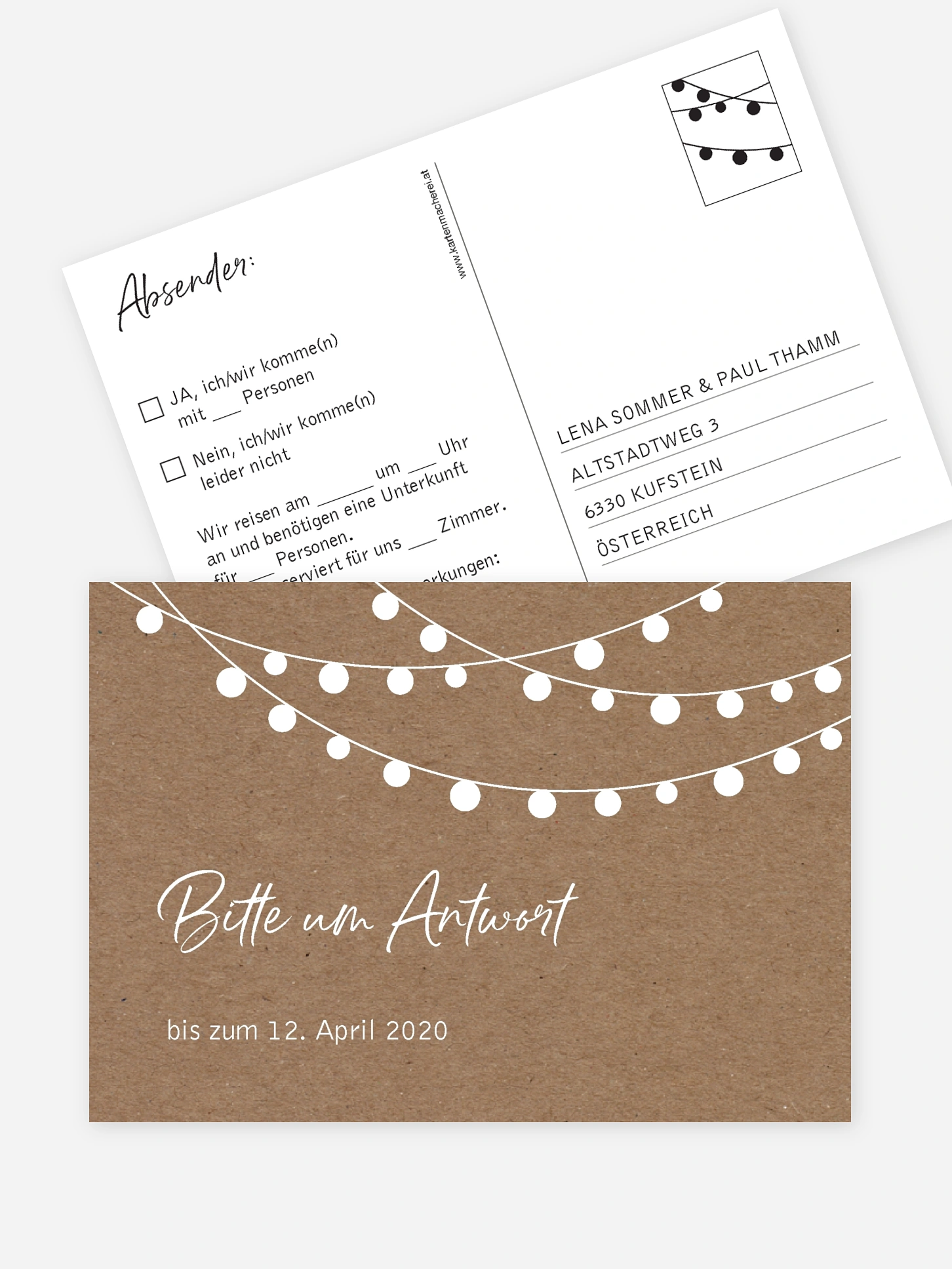 Antwortkarte Hochzeit Lichterzauber