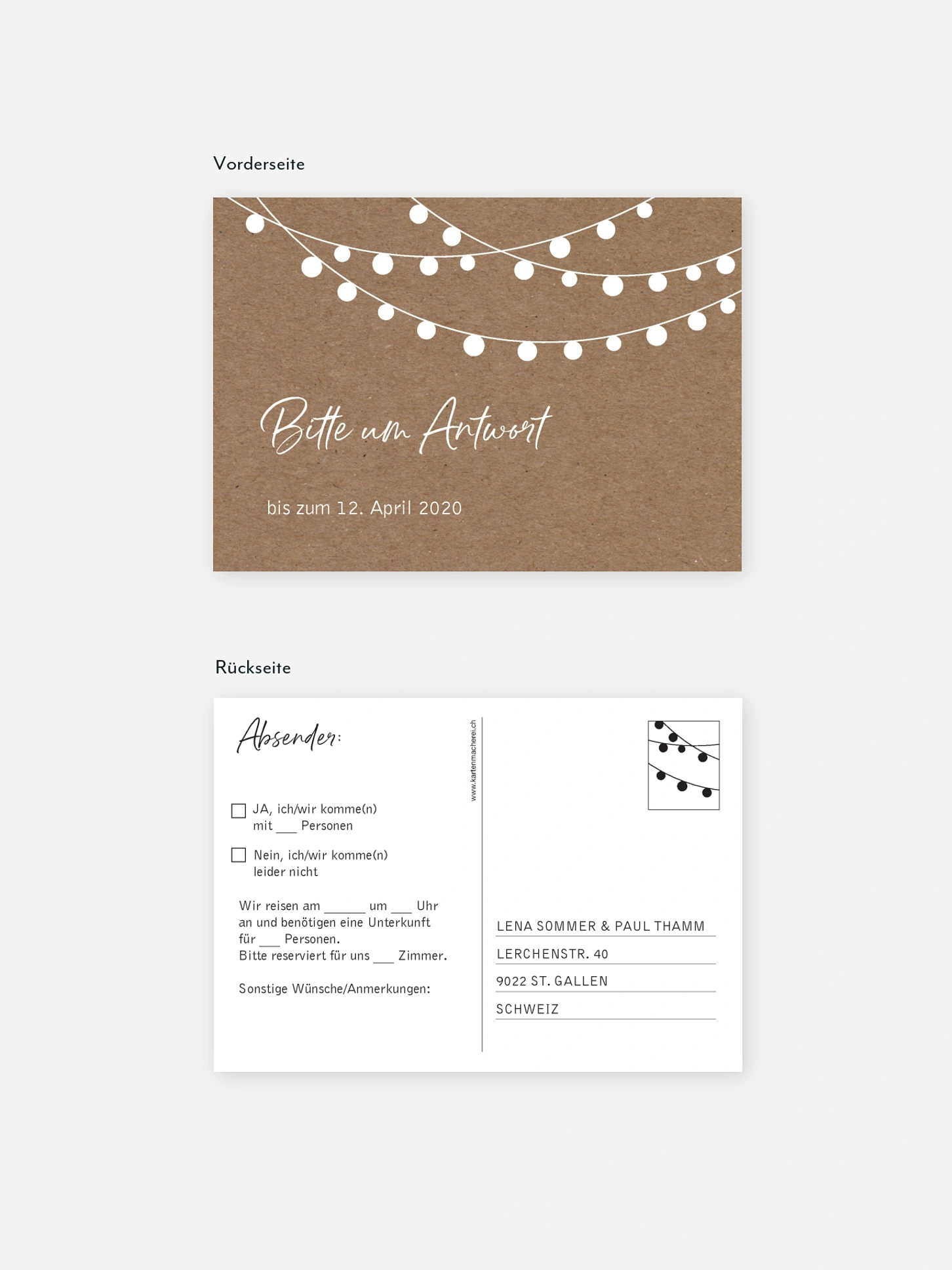 Antwortkarte Hochzeit Lichterzauber