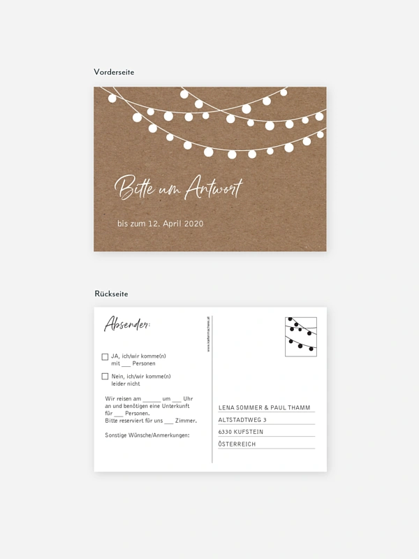 Antwortkarte Hochzeit Lichterzauber