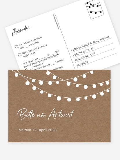 Antwortkarte Hochzeit Lichterzauber