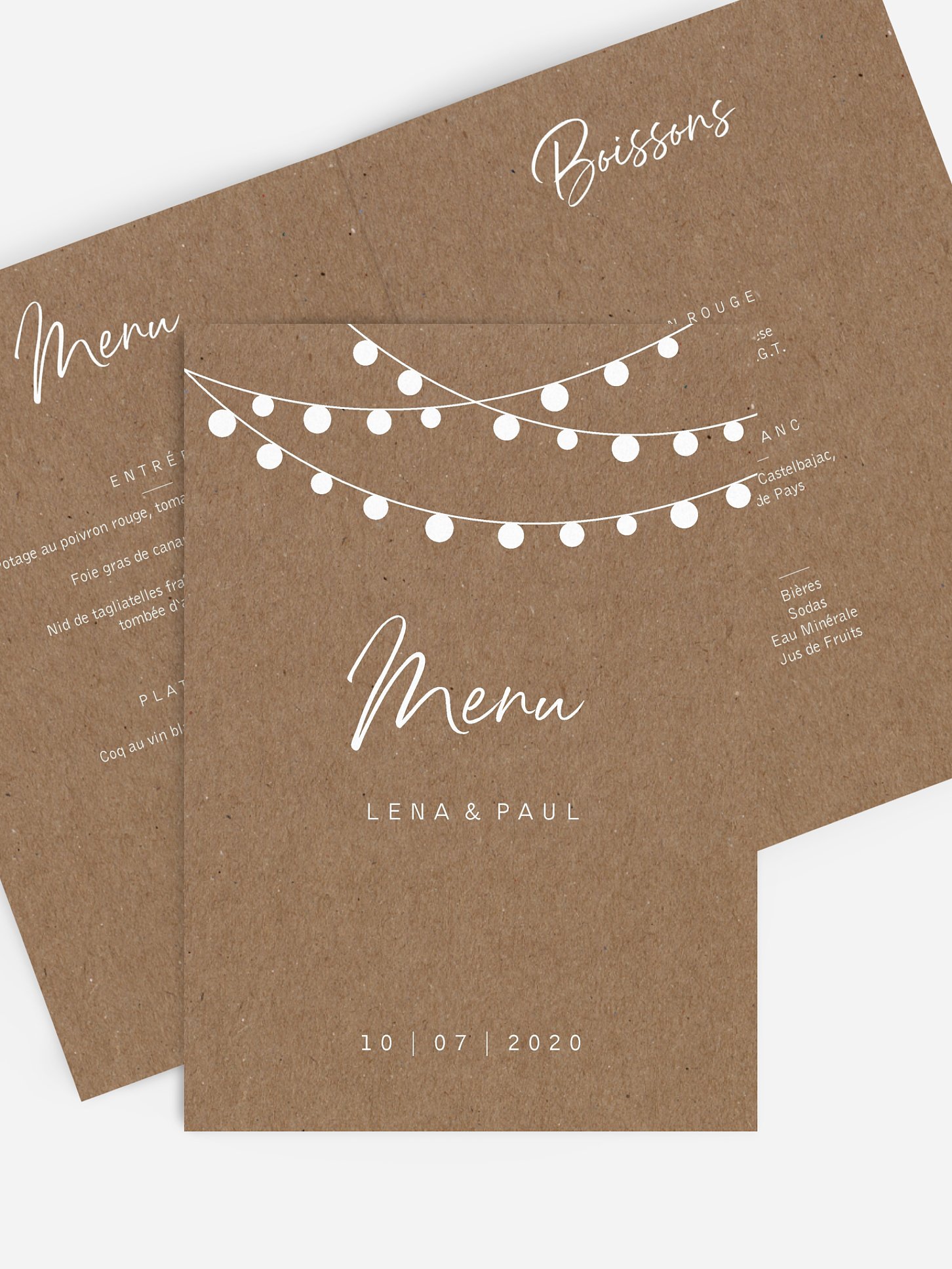 Menu mariage Guirlande lumineuse