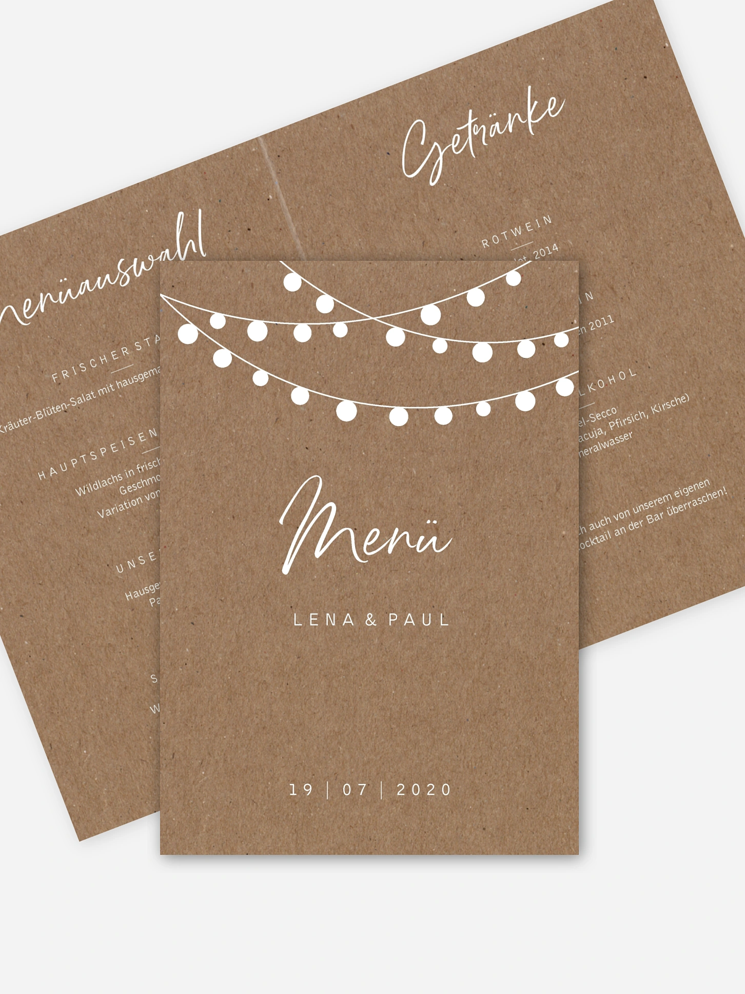 Menükarte Hochzeit Lichterzauber
