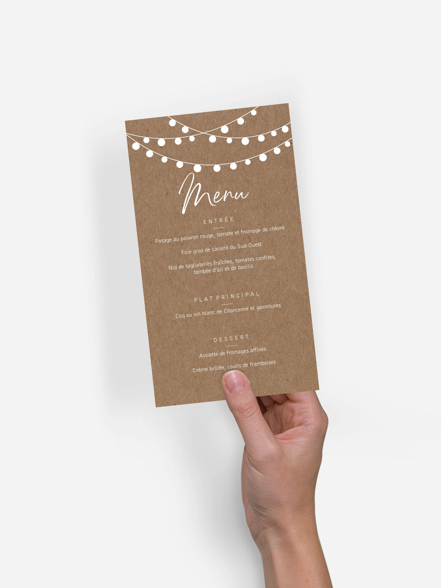 Menu mariage Guirlande lumineuse