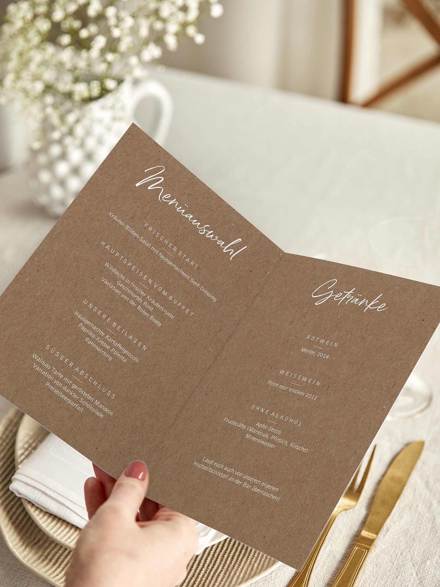 Menükarte Hochzeit Lichterzauber