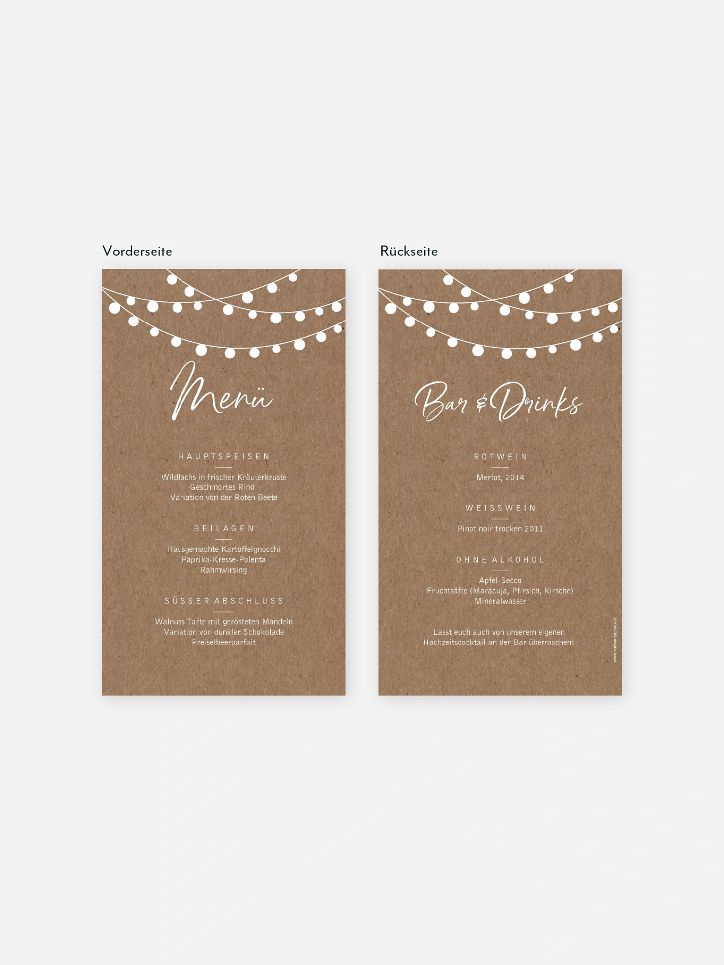 Menükarte Hochzeit Lichterzauber