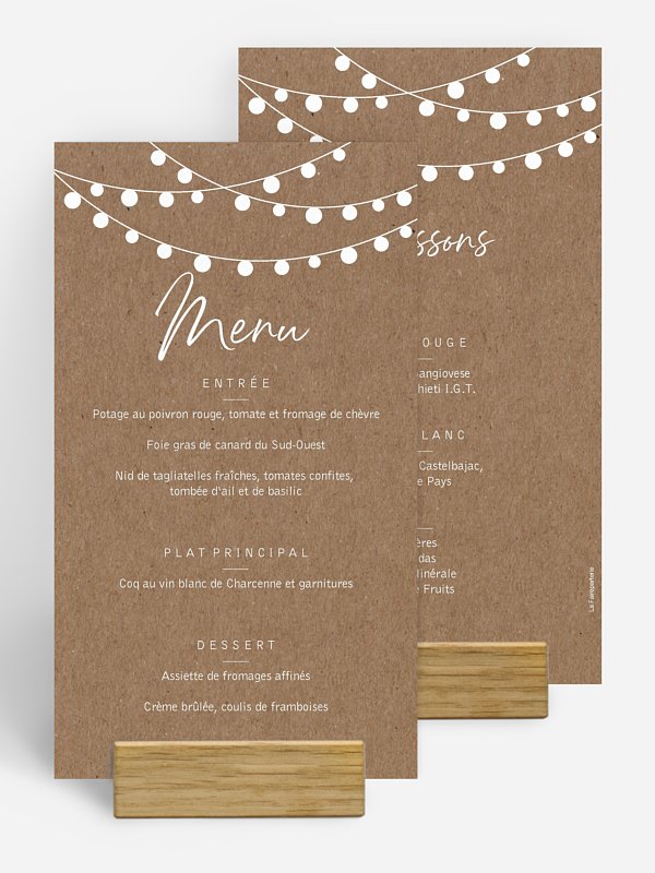 Menu mariage Guirlande lumineuse