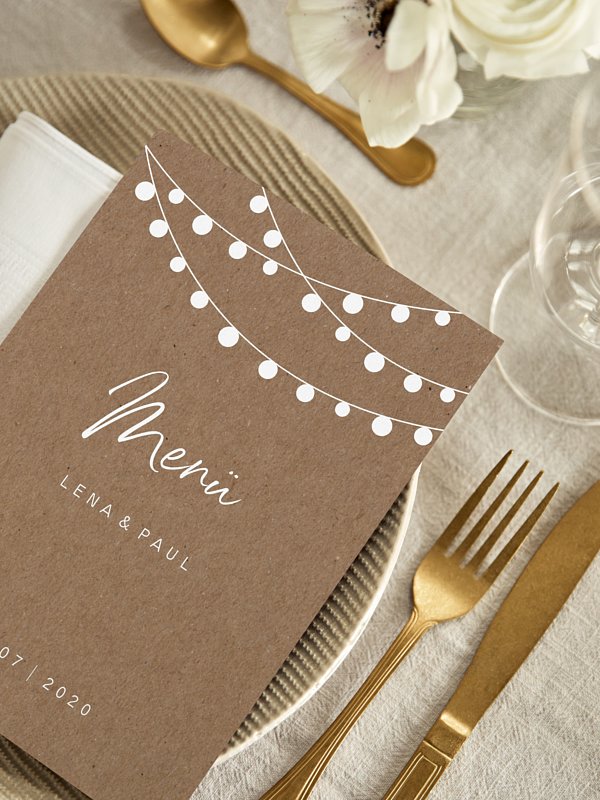 Menükarte Hochzeit Lichterzauber
