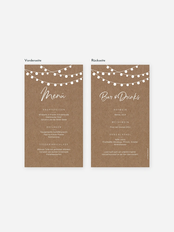 Menükarte Hochzeit Lichterzauber