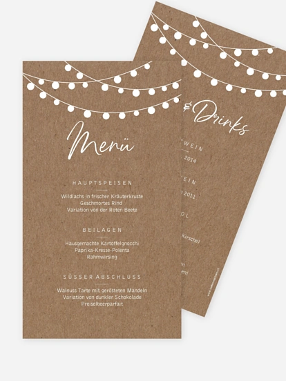 Menükarte Hochzeit Lichterzauber